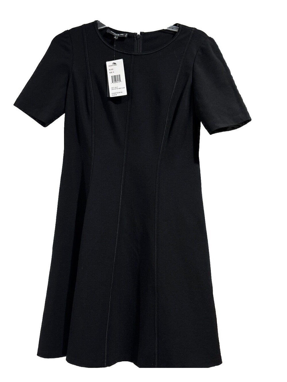 NWT Lafayette 148 Viscose Sheath Black Work Dress, Below Knee, Petite Small $448